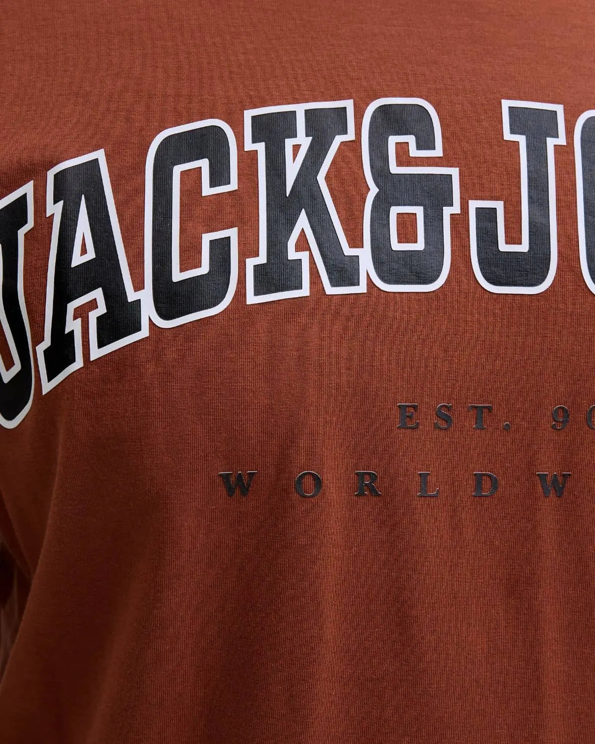 Duża męska koszulka bawełniana t-shirt z napisami Jack &amp; Jones 12258871 brązowy