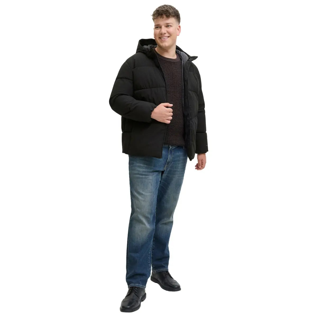 Duża męska kurtka pikowana z kapturem Jack &amp; Jones 12283873 czarna