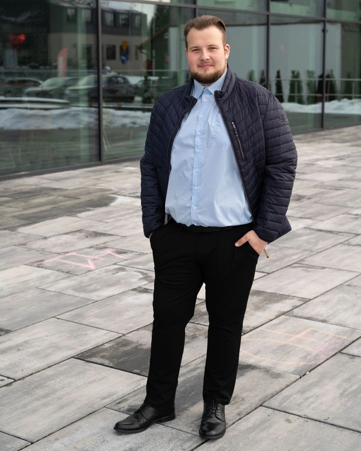 Duża koszula męska z długim rękawem gładka plamoodporna NON IRON Duke D555 Oliver błękitna