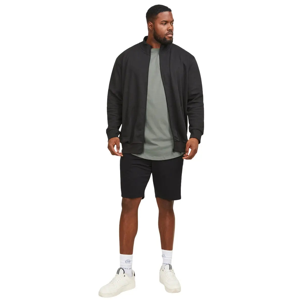 Duża męska koszulka z krótkim rękawem t-shirt gładki Jack &amp; Jones 12184933 szarozielony