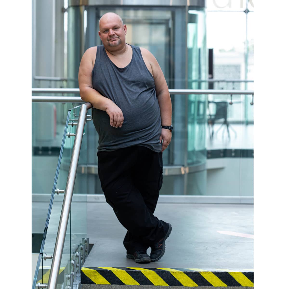 Duża męska koszulka bokserka na ramiączkach Duke D555 Fabio ciemnoszara