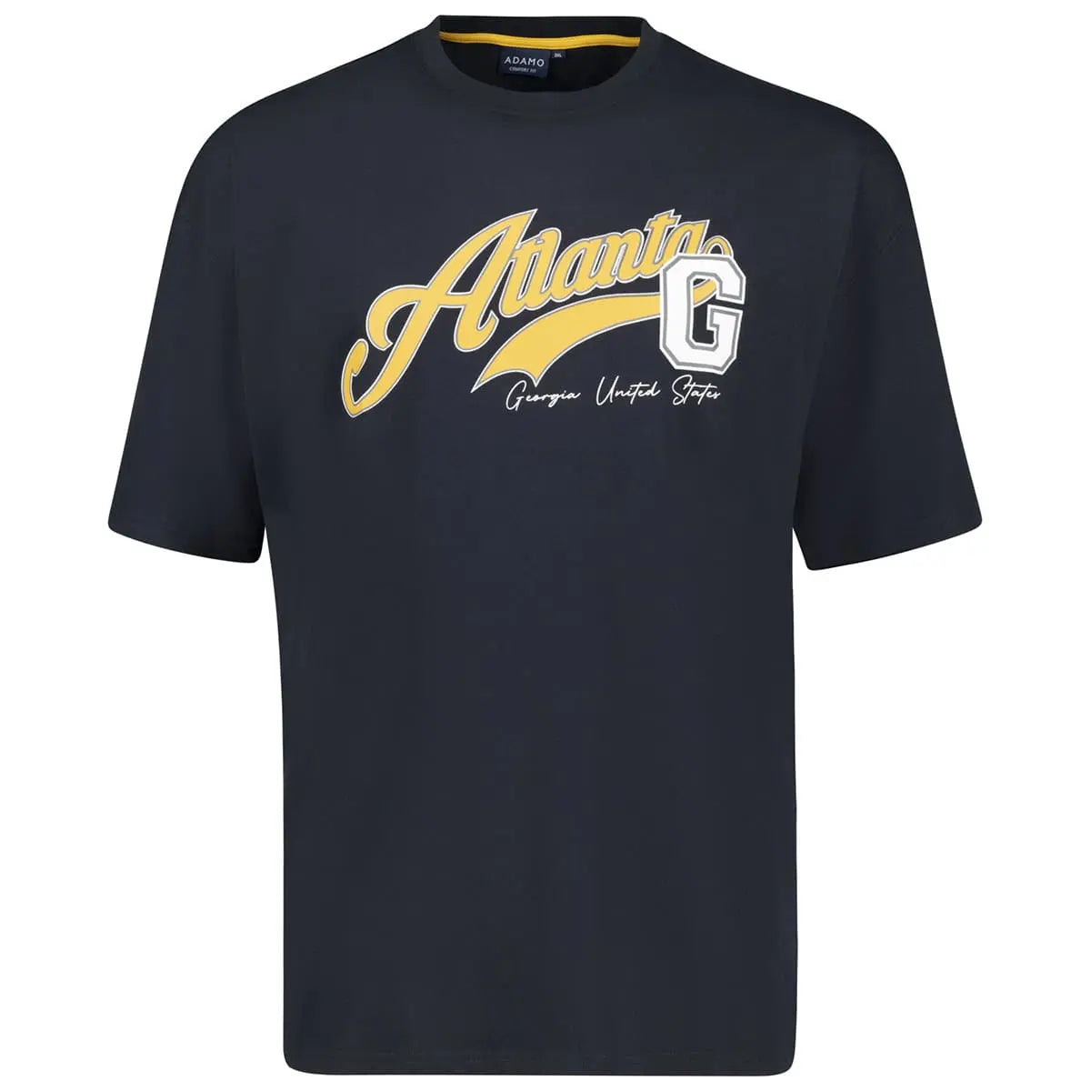 Duży męski t-shirt z napisami koszulka z krótkim rękawem Adamo 131503-360 granatowa