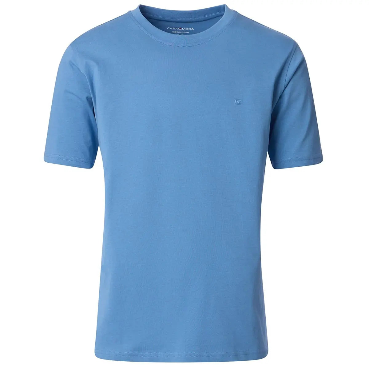 Duża męska koszulka gładka t-shirt Casa Moda 4200-161 jasnoniebieski