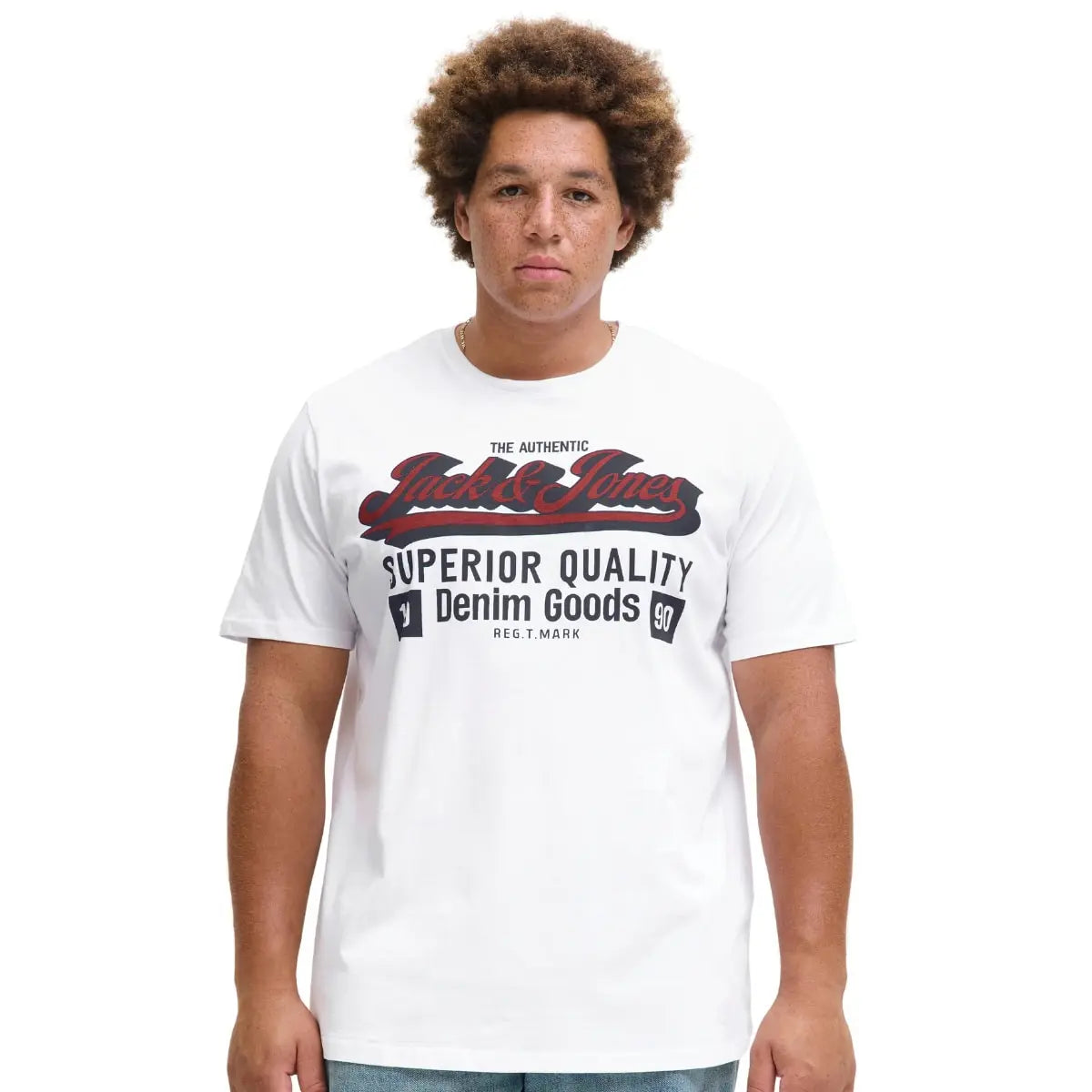 Duże męskie t-shirty z nadrukiem koszulki z krótkim rękawem 3 sztuki Jack &amp; Jones 12287820 biała/czarna/granatowa