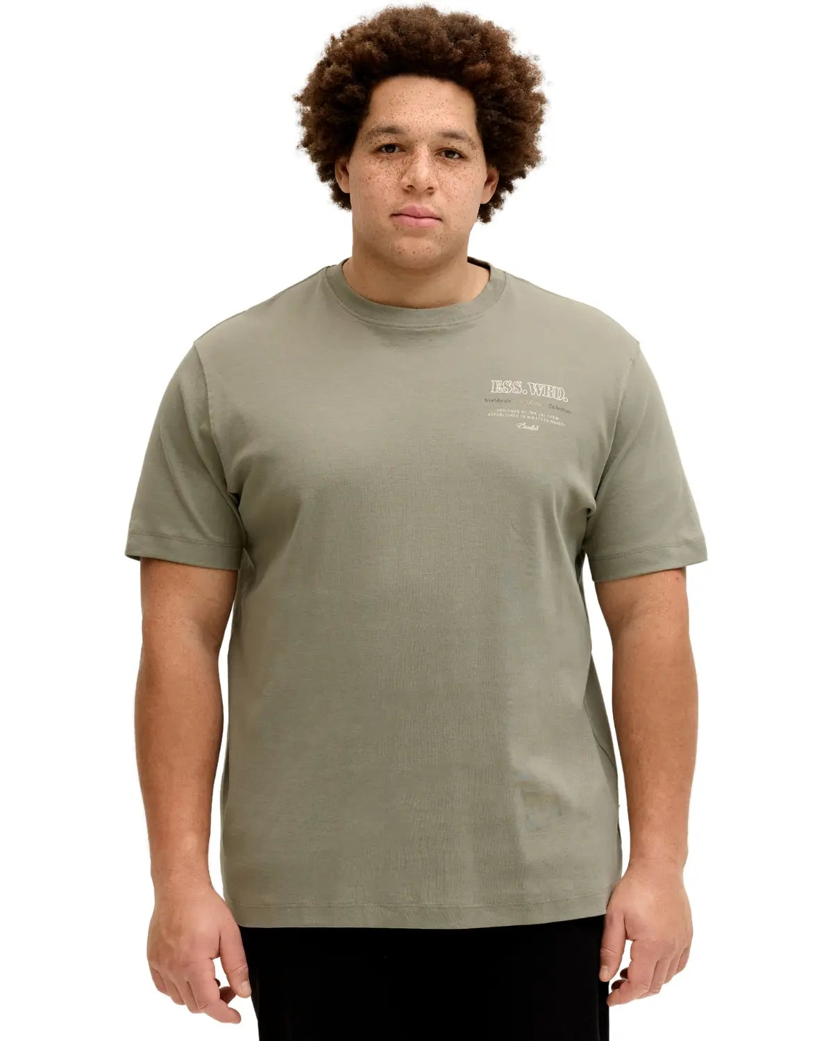 Duża męska koszulka krótki rękaw t-shirt z efektownym nadrukiem na plecach Jack &amp; Jones 12279891 khaki