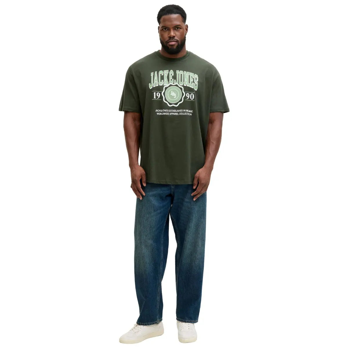 Duża męska koszulka z nadrukiem t-shirt Jack &amp; Jones 12279704 zielony