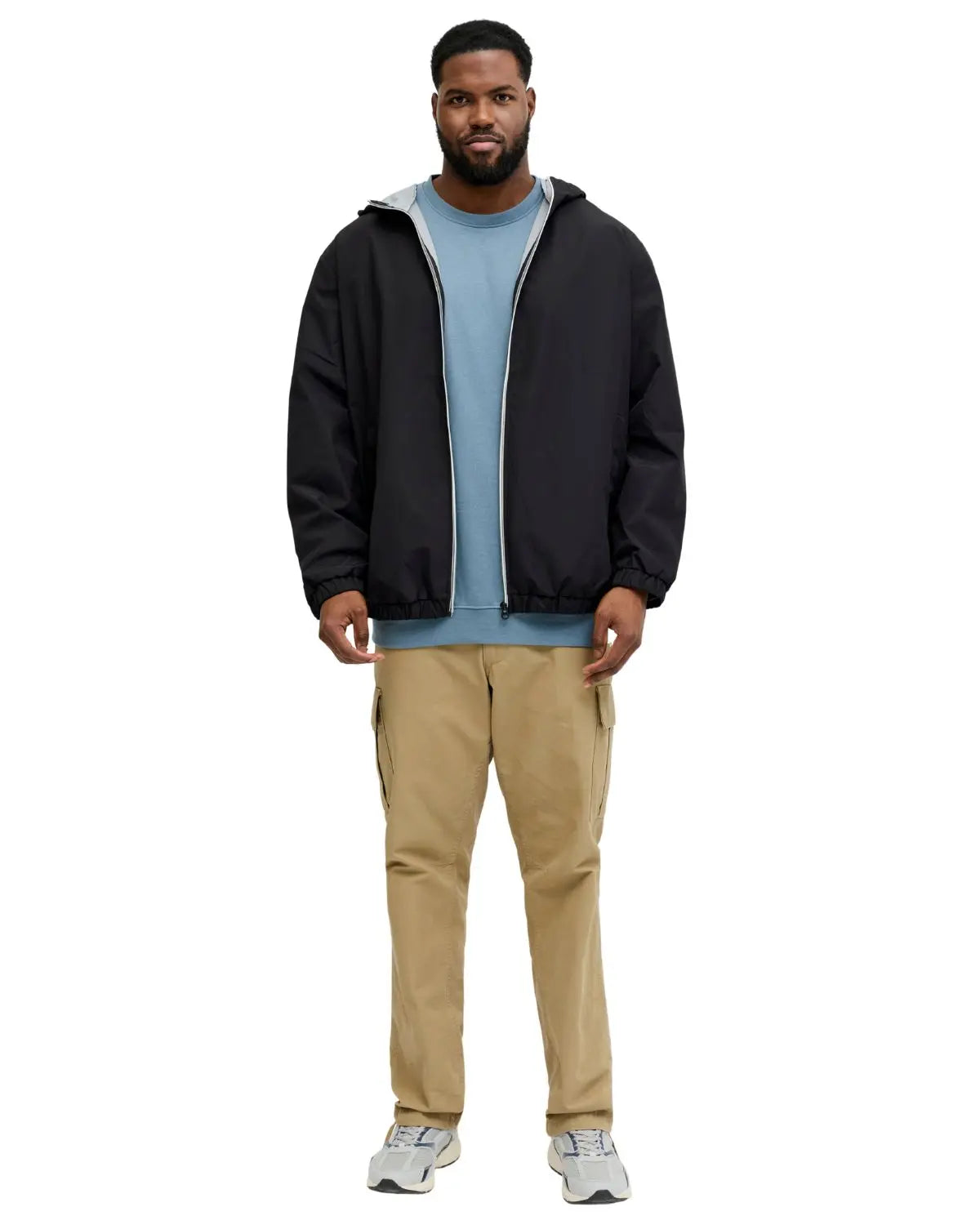 Duża męska przejściowa kurtka z kapturem Jack &amp; Jones 12289247 czarna