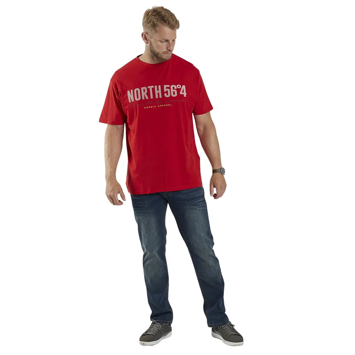Duży męski t-shirt North 56°4 99865-0300 czerwony