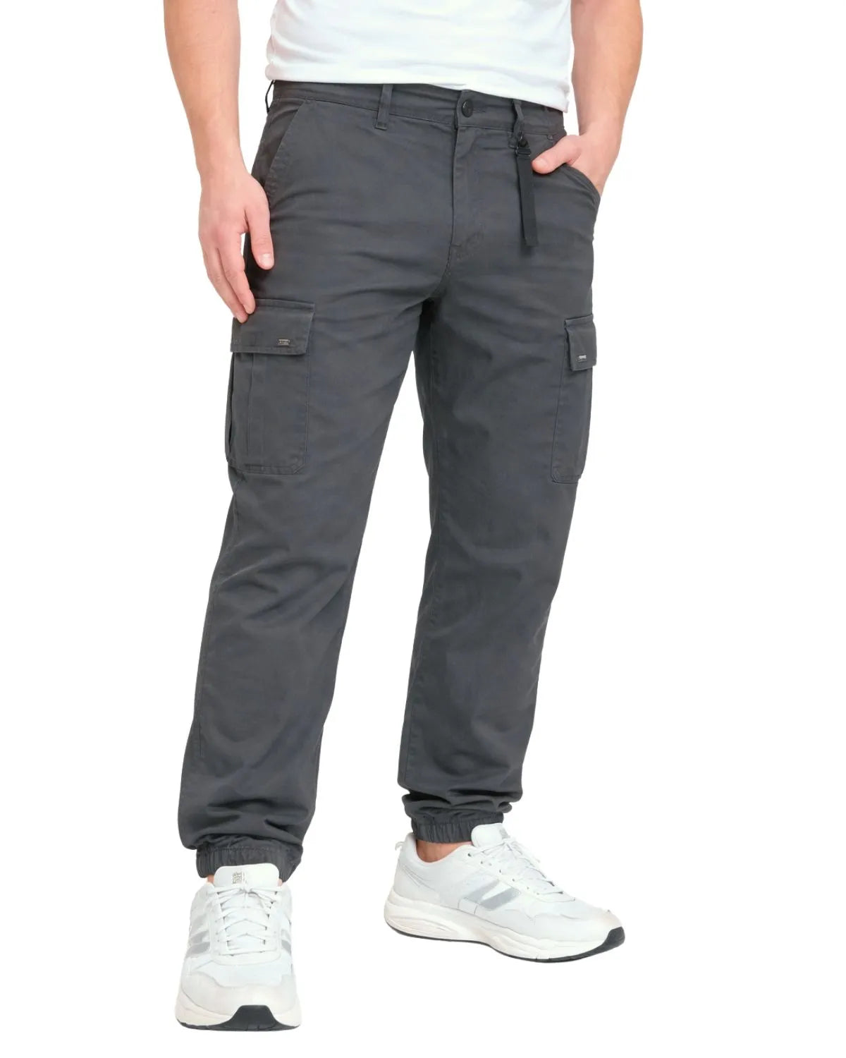 Duże męskie spodnie bojówki ze ściągaczami Double Urban Outfitters CCP-4013 ciemnoszare