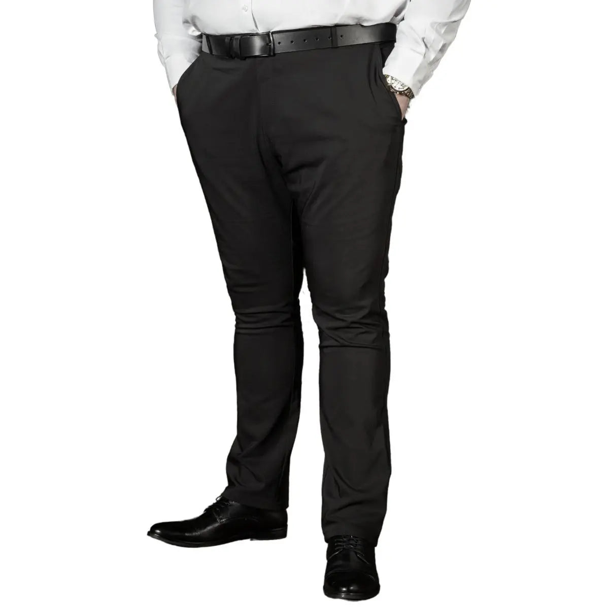 Duże męskie eleganckie spodnie Konik Olek 619 czarne