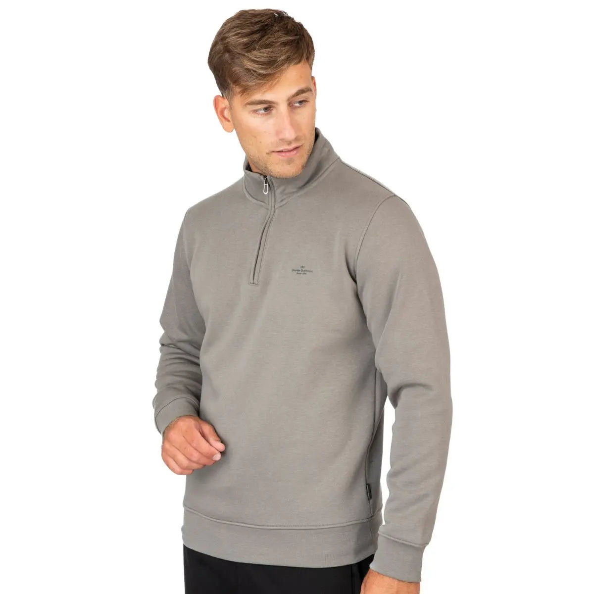 Duża męska bluza ze stójką zapinana na krótki zamek Double Urban Outfitters MTOP-1082 szara