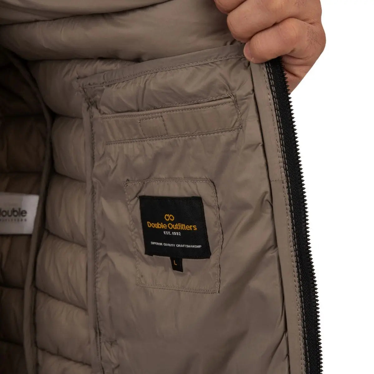 Duży męski bezrękawnik kamizelka na stójce Double Urban Outfitters SMJK-2033 beżowa