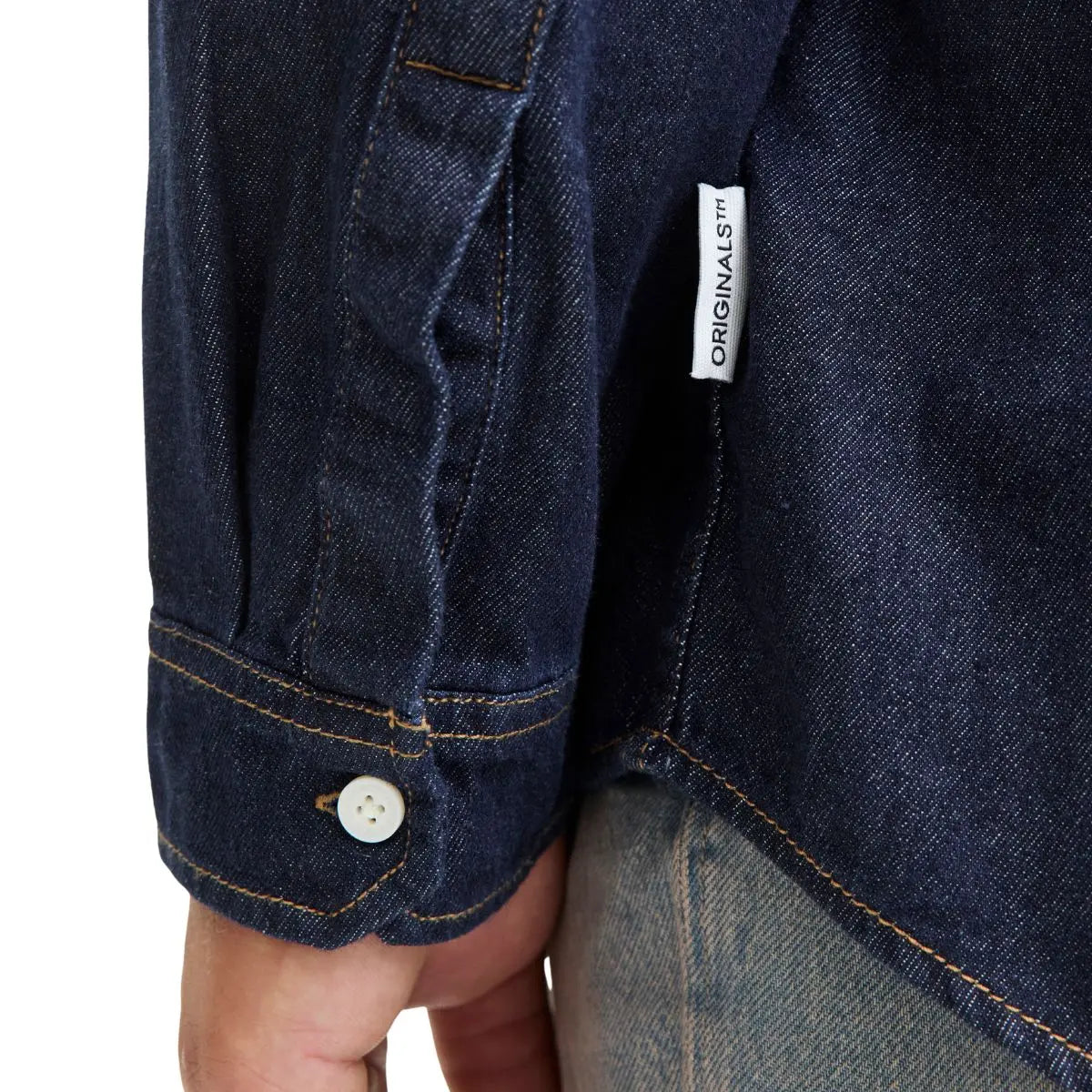 Duża koszula męska z długim rękawem jeansowa Jack &amp; Jones 12283674 granatowa