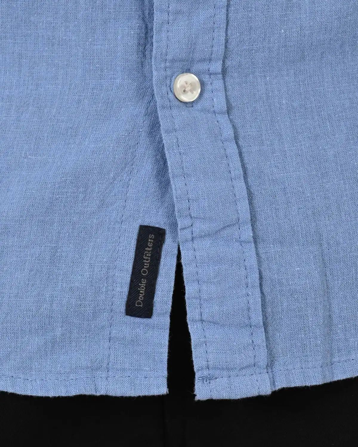 Duża męska koszula długi rękaw gładka lniana Double Urban Outfitters GS-5190 niebieska