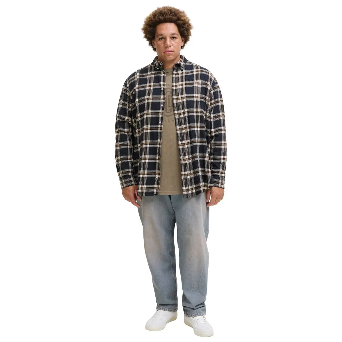 Duży męski t-shirt  koszulka z nadrukiem krótkim rękawem Jack &amp; Jones 12288204 khaki