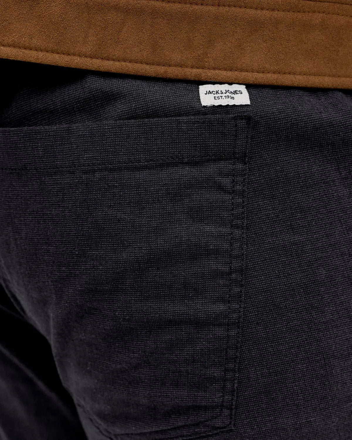 Duże męskie spodnie chinosy z lnem Jack &amp; Jones 12294266 czarne