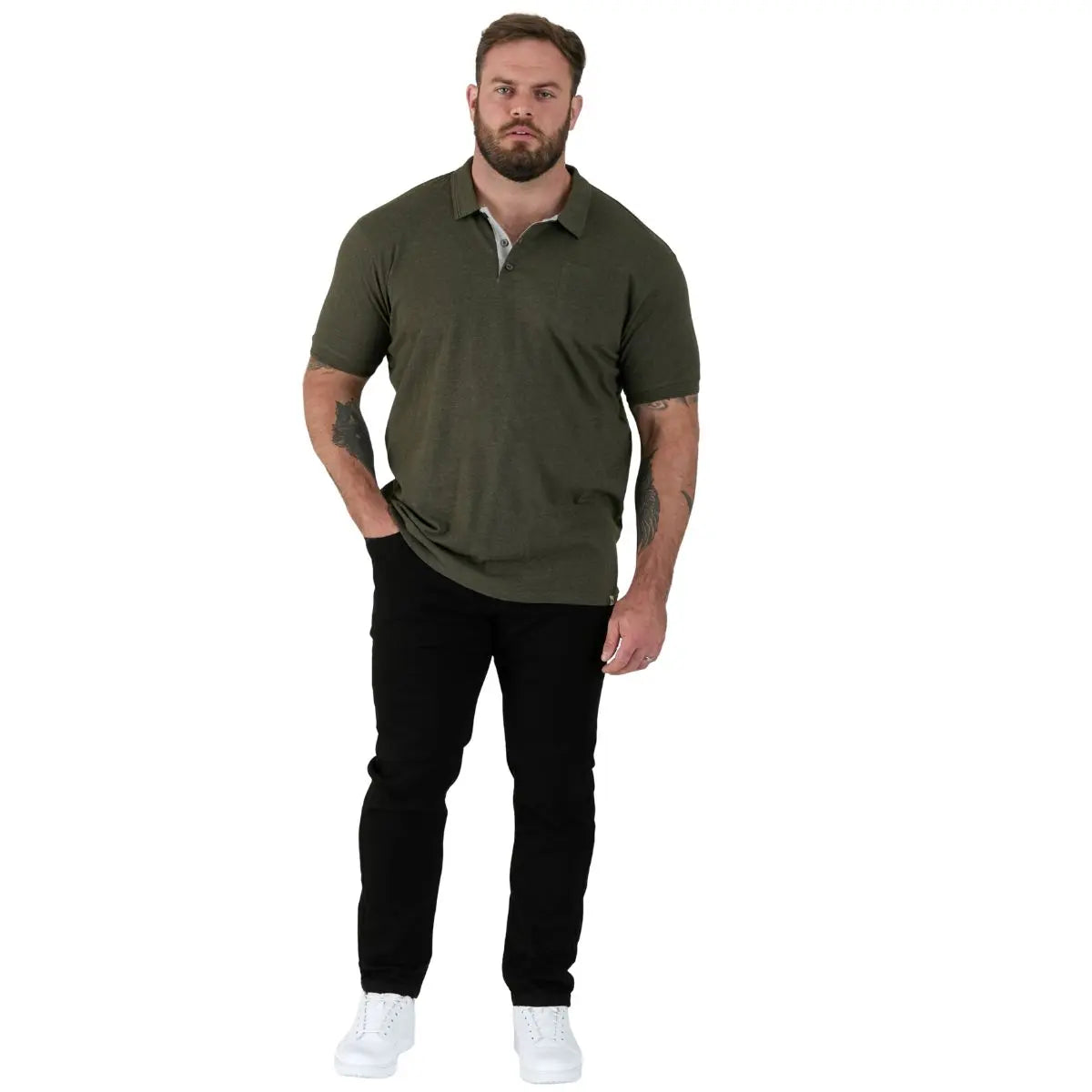 Duża męska koszulka polo gładka Duke D555 Grant khaki