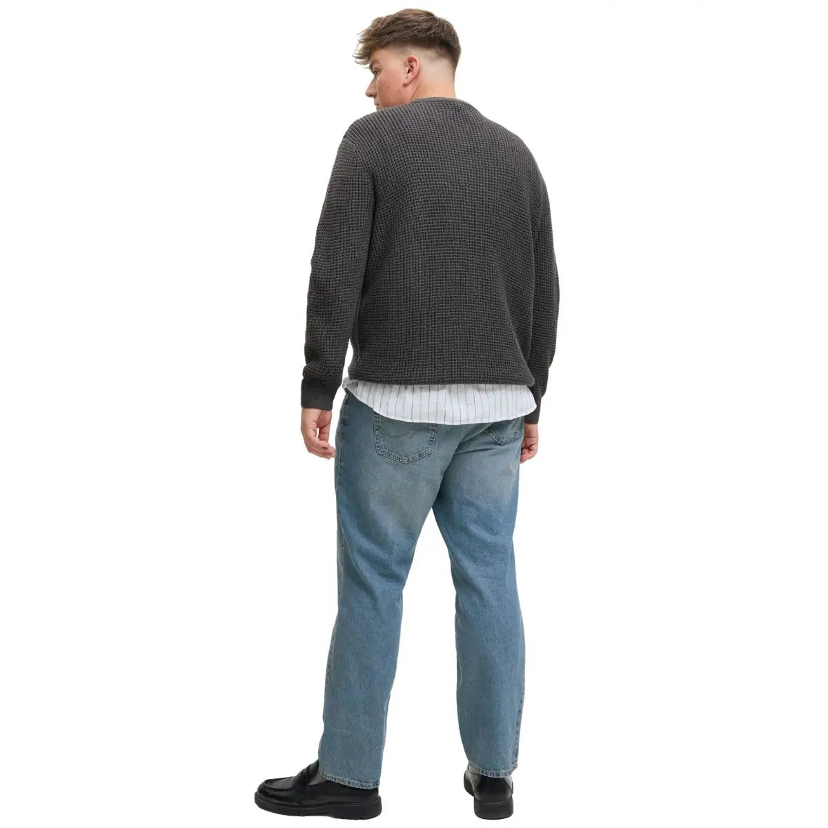 Duży męski sweter wkładany przez głowę Jack &amp; Jones 12287722 ciemnoszary