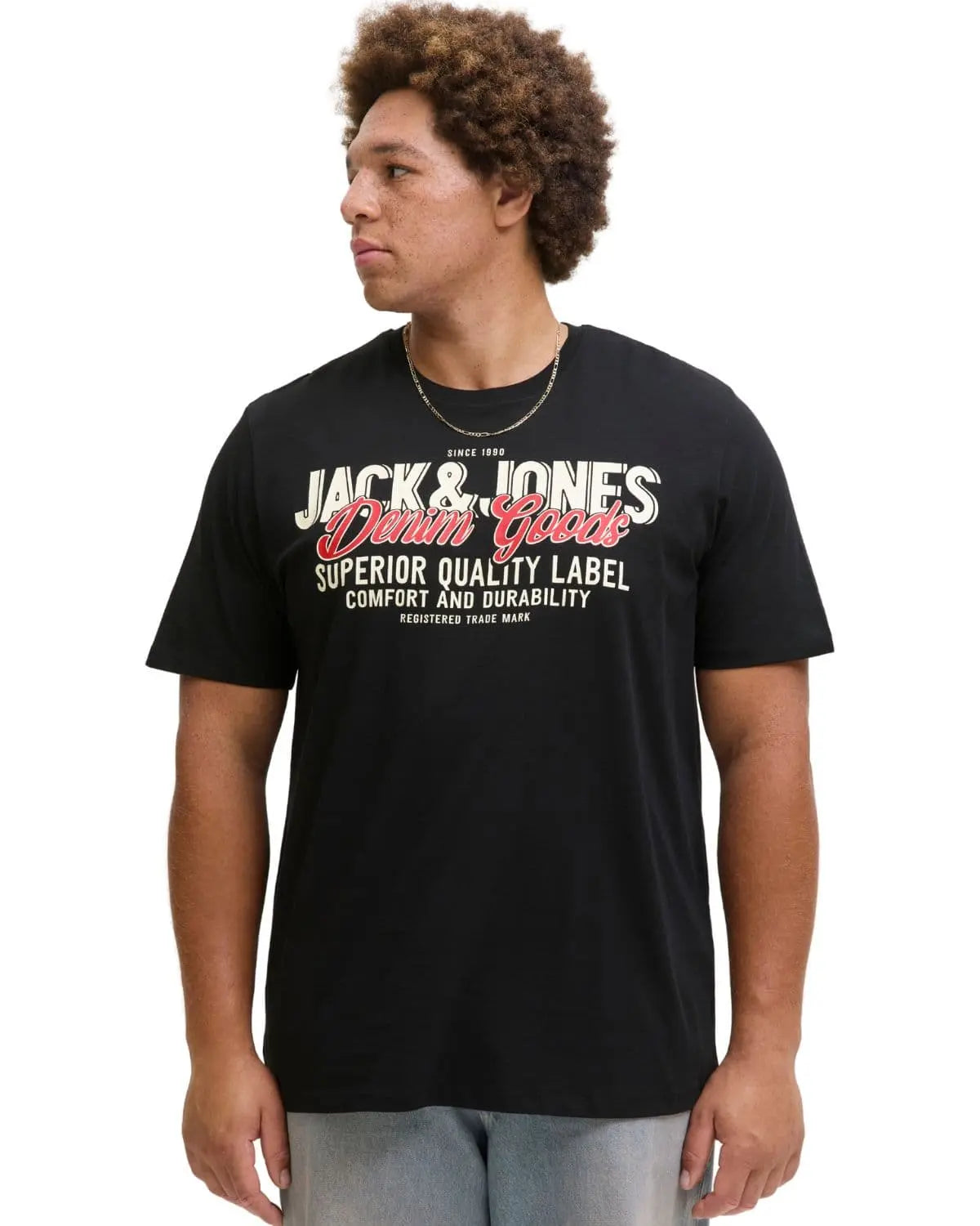 Duża męska koszulka z nadrukiem t-shirt Jack &amp; Jones 12284905 czarny