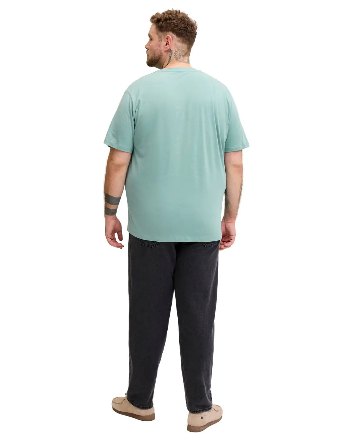 Duża męska koszulka bawełniana t-shirt z napisami Jack &amp; Jones 12258871 miętowy