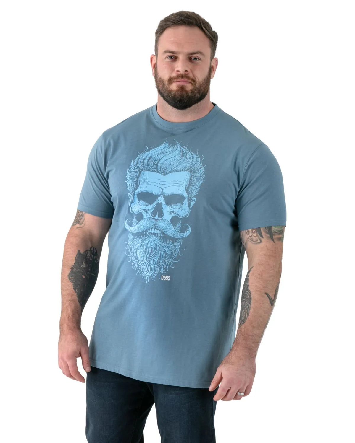 Duży męski t-shirt z efektownym nadrukiem Miller Duke D555 jasnoturkusowy