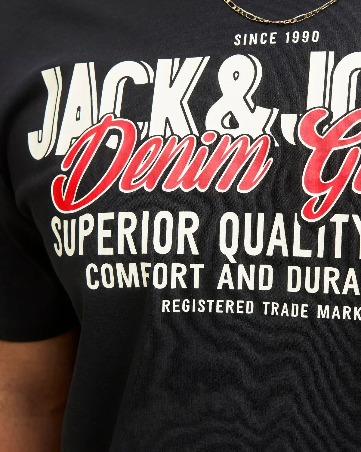 Duża męska koszulka z nadrukiem t-shirt Jack &amp; Jones 12284905 czarny