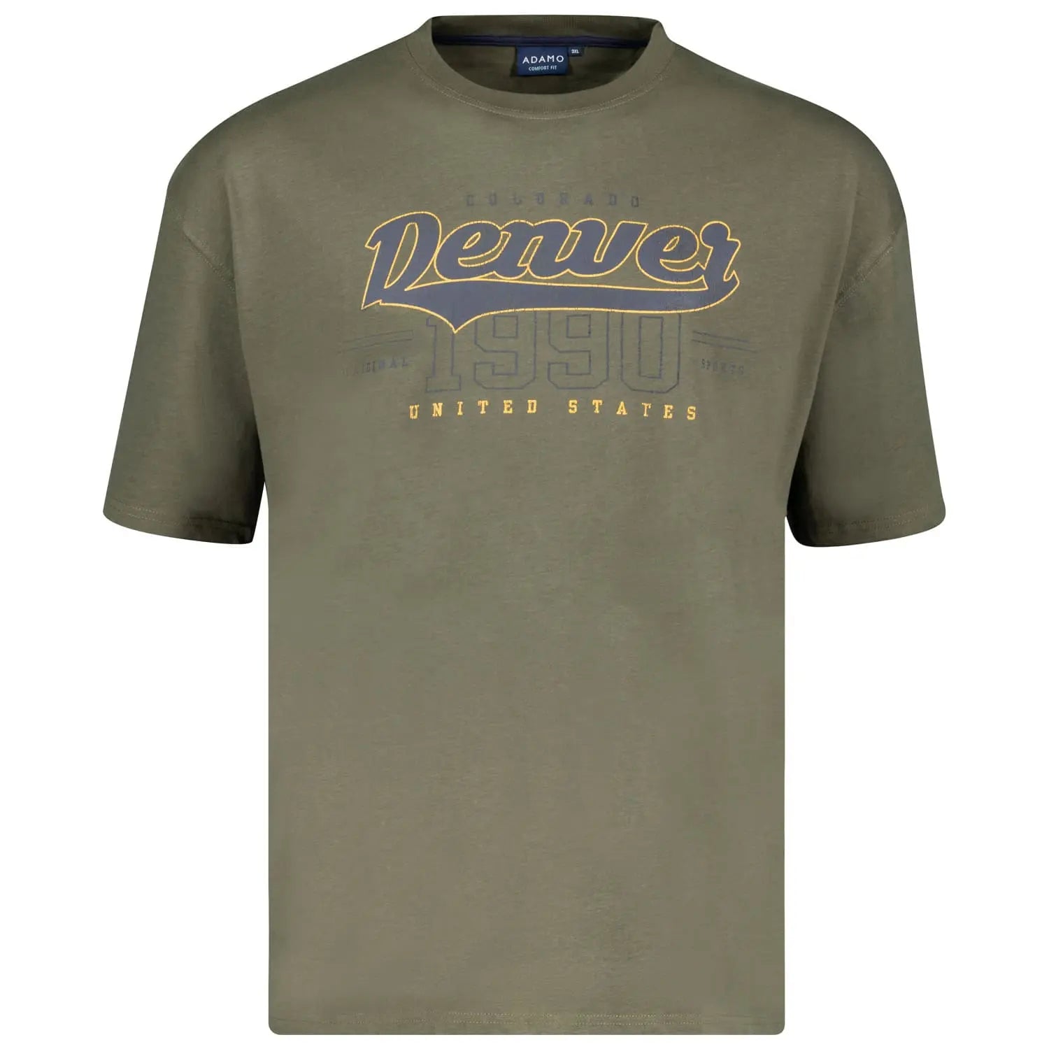 Duży męski t-shirt z napisami koszulka z krótkim rękawem Adamo 131510-430 khaki