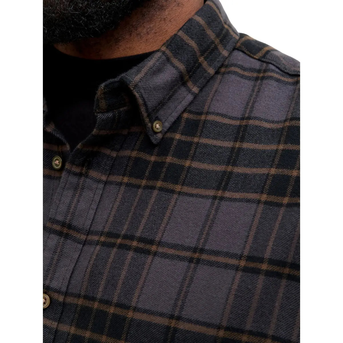 Duża męska koszula flanelowa w kartę długi rękaw Jack &amp; Jones 12287627 czarno-szara