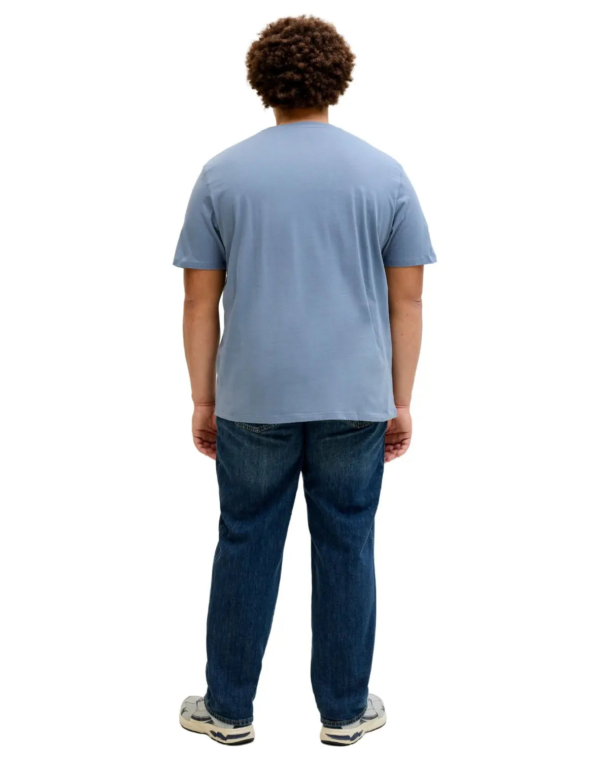 Duża męska koszulka z krótkim rękawem t-shirt z subtelnym napisem Jack &amp; Jones 12289683 błękitny