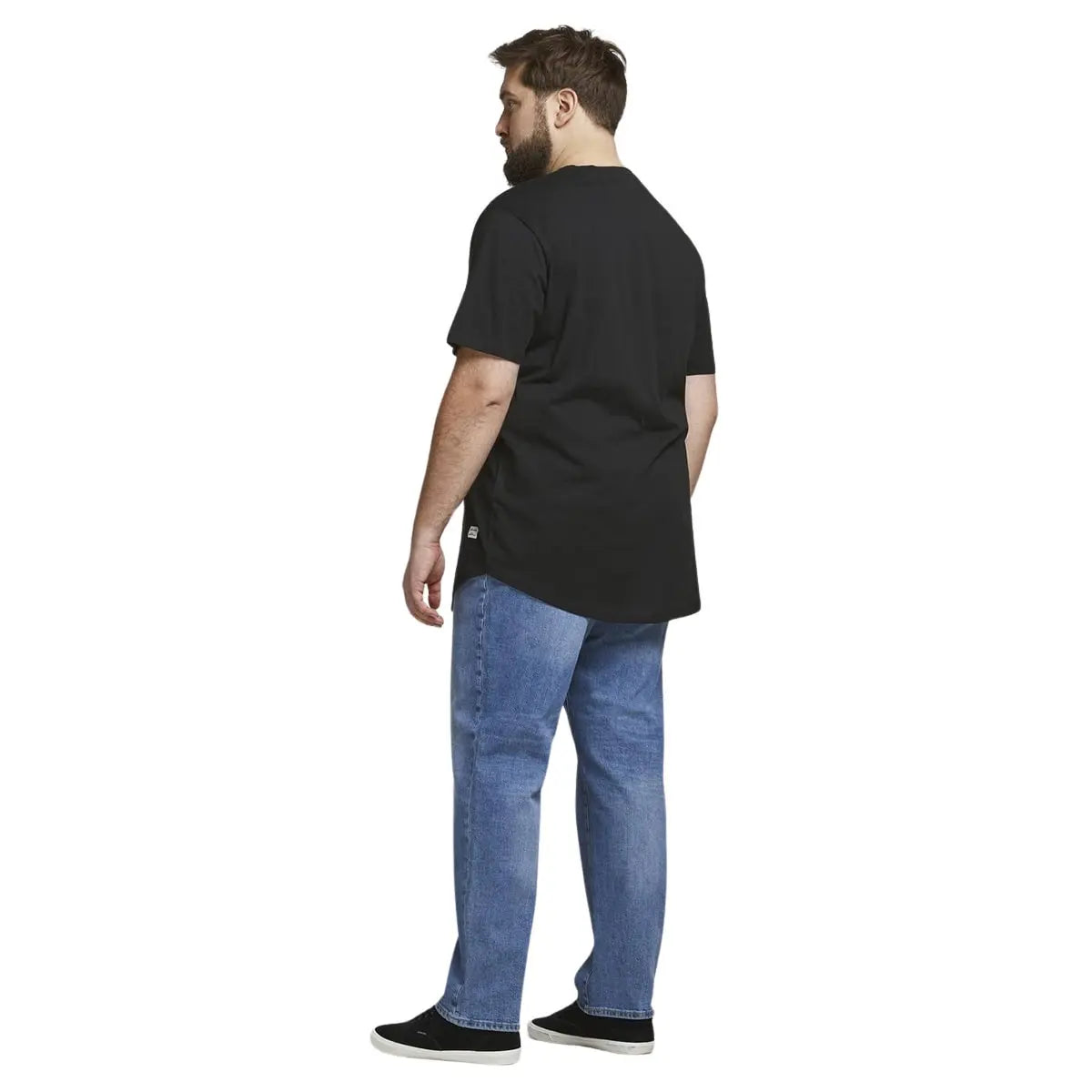 Duża męska koszulka z krótkim rękawem t-shirt gładki Jack &amp; Jones 12184933 czarny