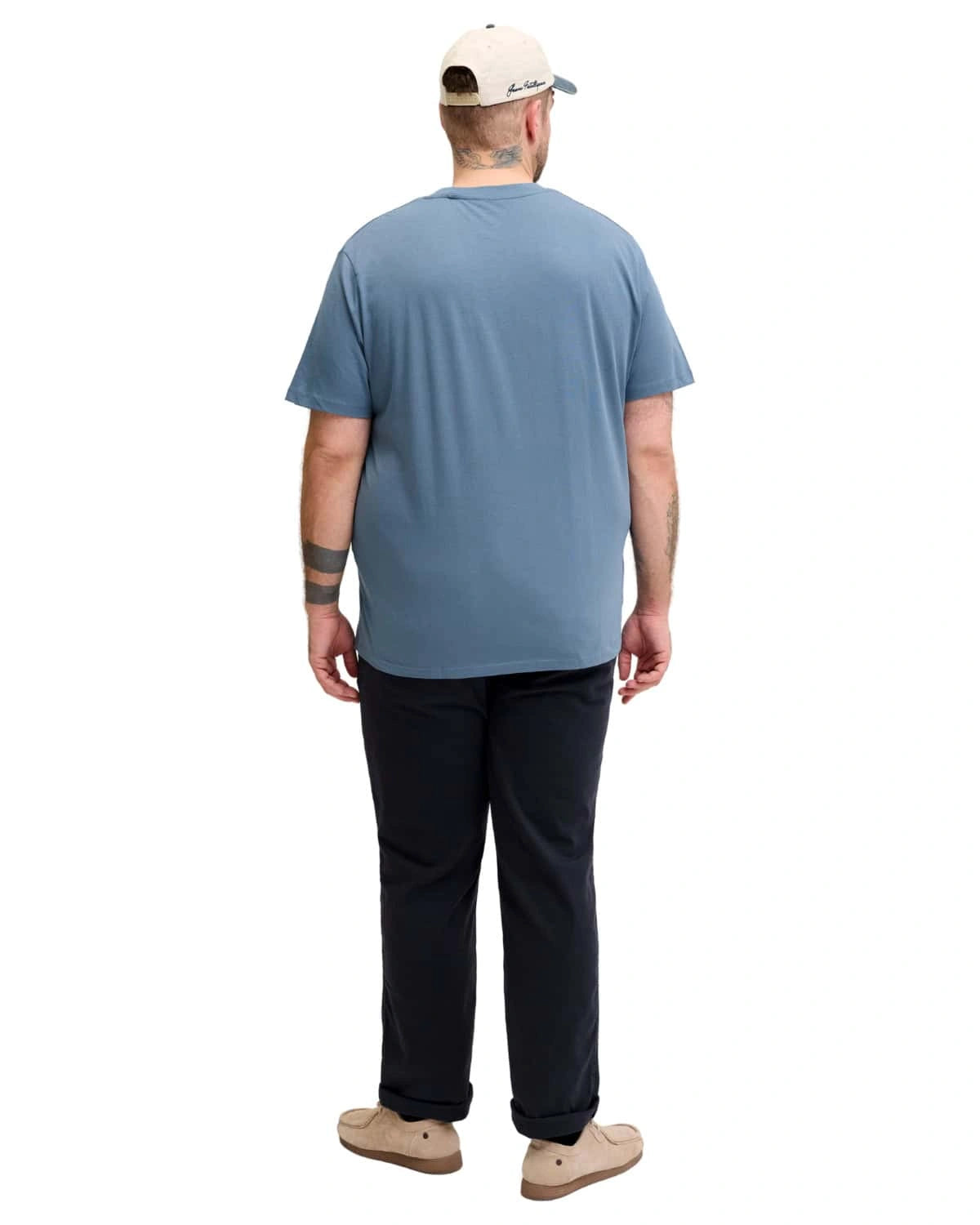 Duża męska koszulka z krótkim rękawem t-shirt gładki Jack &amp; Jones 12250623 niebieski