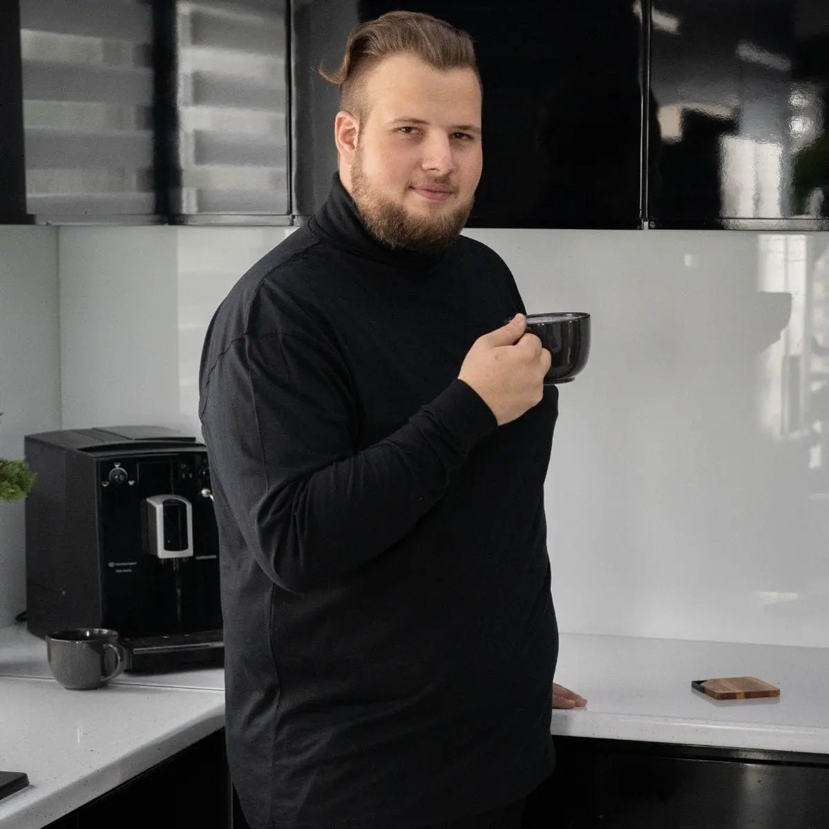 Duży męski golf z długim rękawem  Adamo 139902-700 czarny