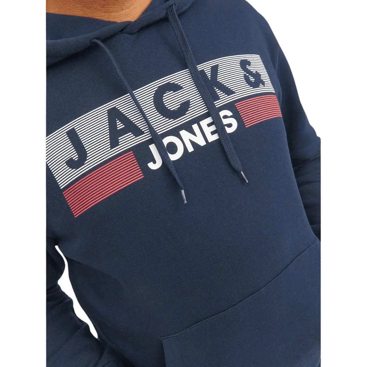 Duża męska bluza kangurka wkładana przez głowę z kapturem Jack &amp; Jones 12163777 granatowa