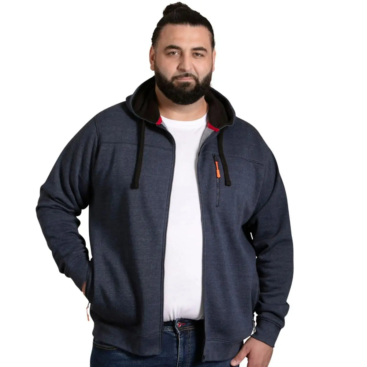Duża męska bluza rozpinana z kapturem Duke D555 Mansfield granatowa