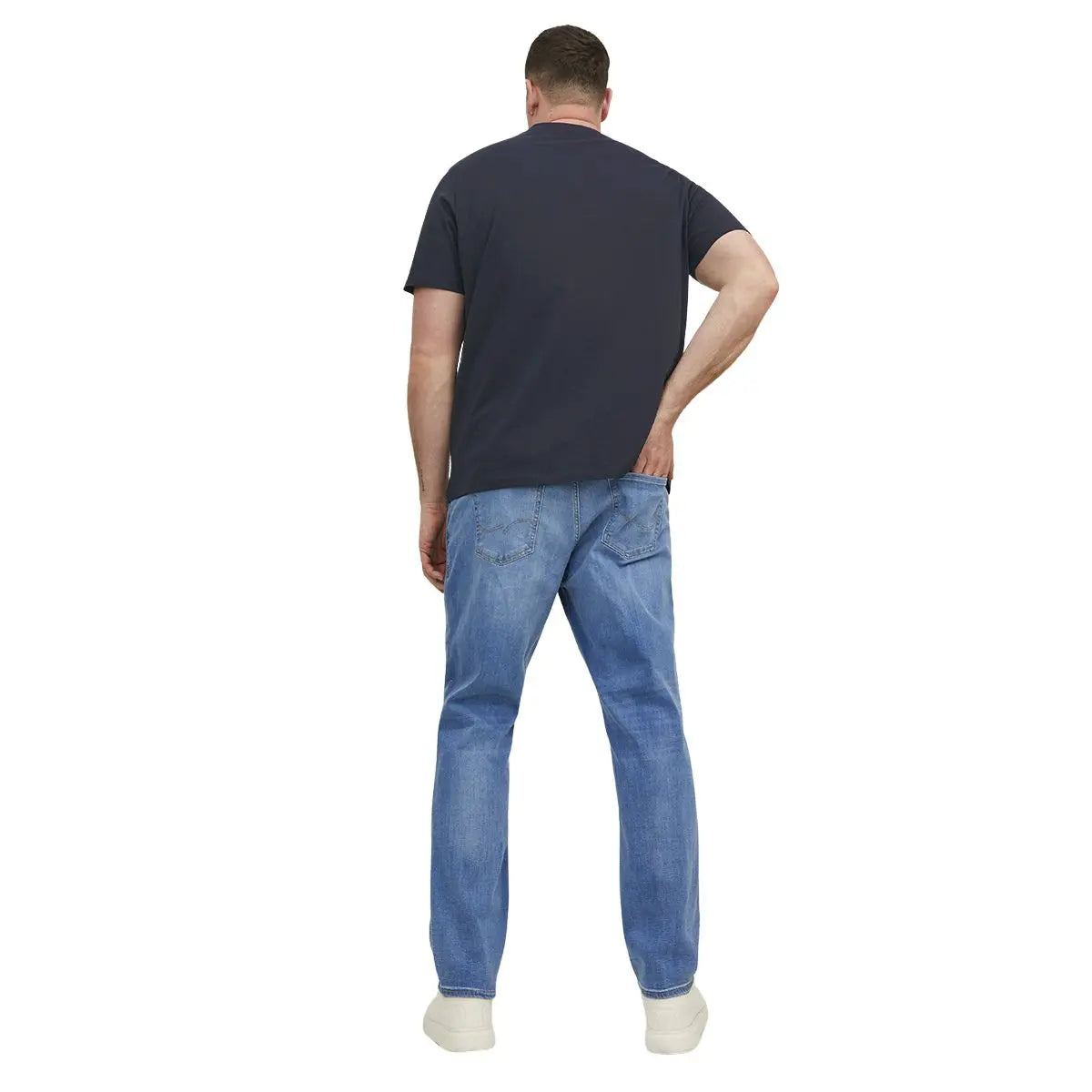 Duża męska koszulka z napisami t-shirt Jack &amp; Jones 12243625 granatowy