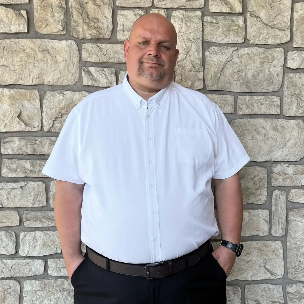Duża koszula męska gładka z krótkim rękawem Duke D555 James biała