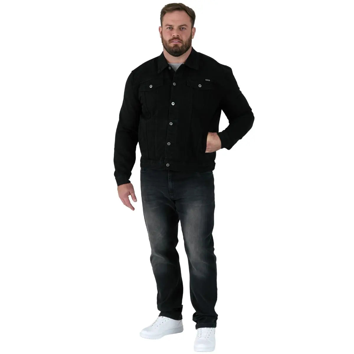 Duża kurtka jeansowa katana Duke Trucker czarna męska