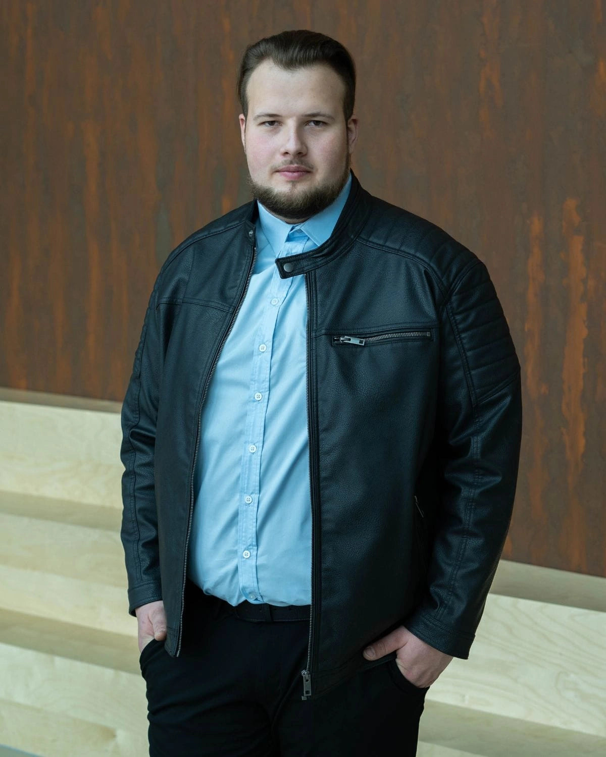 Duża koszula męska z długim rękawem gładka plamoodporna NON IRON Duke D555 Oliver błękitna