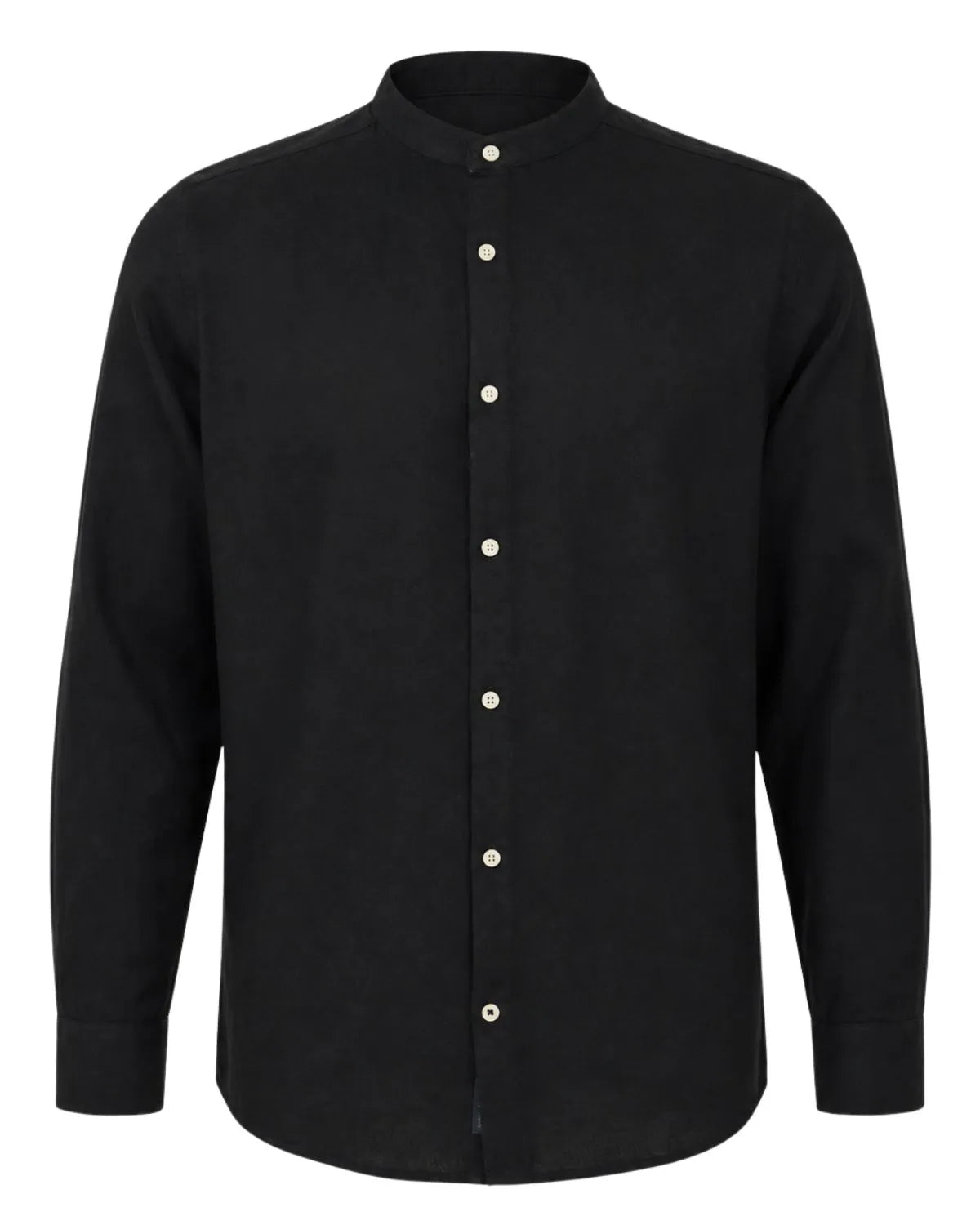 Duża męska koszula długi rękaw gładka lniana Double Urban Outfitters GS-5191 czarna
