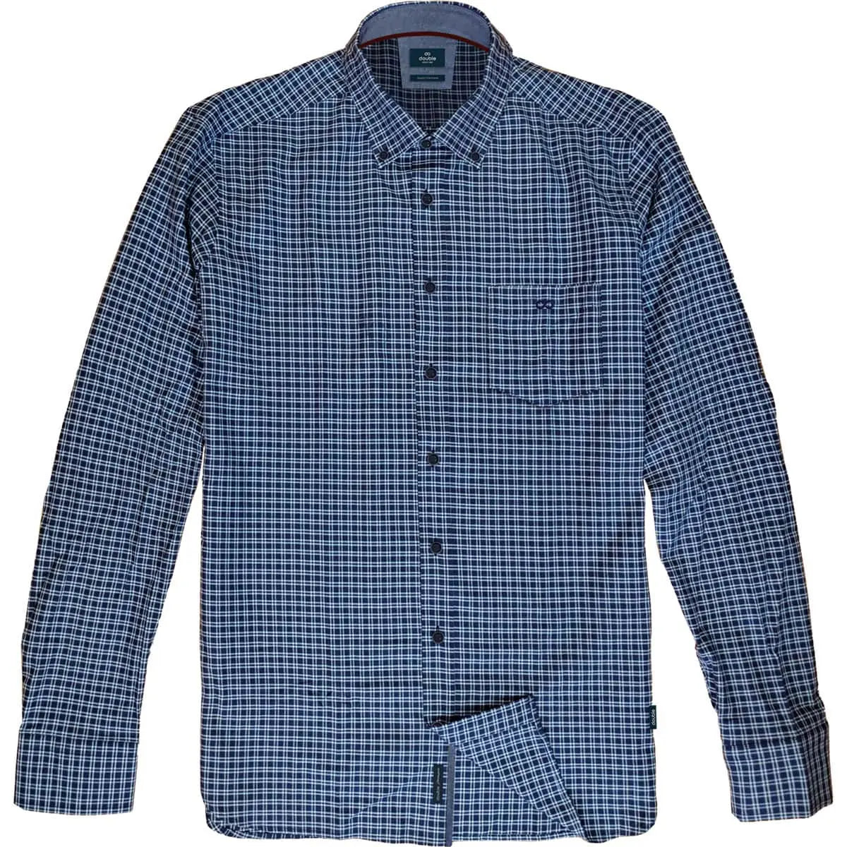 Duża męska koszula w kratę długi rękaw Double Urban Outfitters GS-5022 CC53 granatowo-błękitna