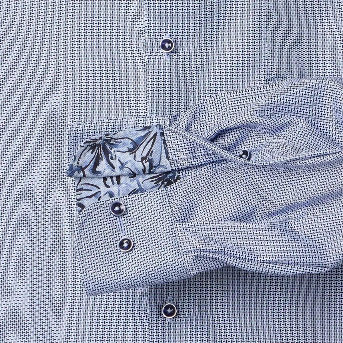 Duża męska wzorzysta koszula długi rękaw Casa Moda 354497900-100 biało-granatowa