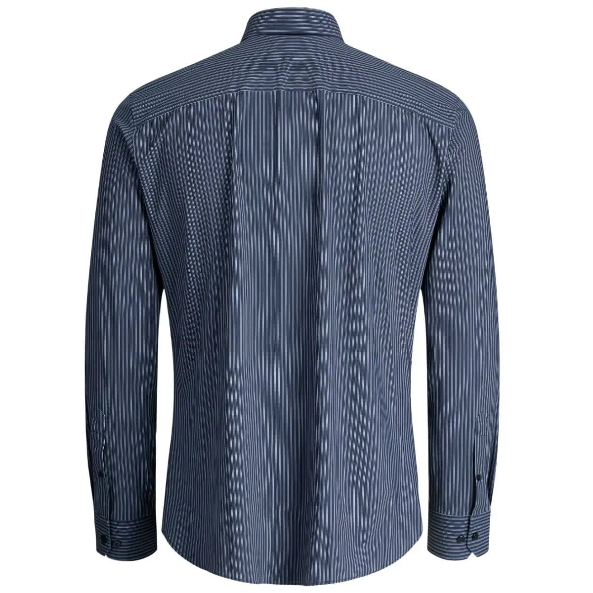 Duża elastyczna koszula męska z długim rękawem pionowe paski Jack &amp; Jones 12283532 ciemnoniebieska