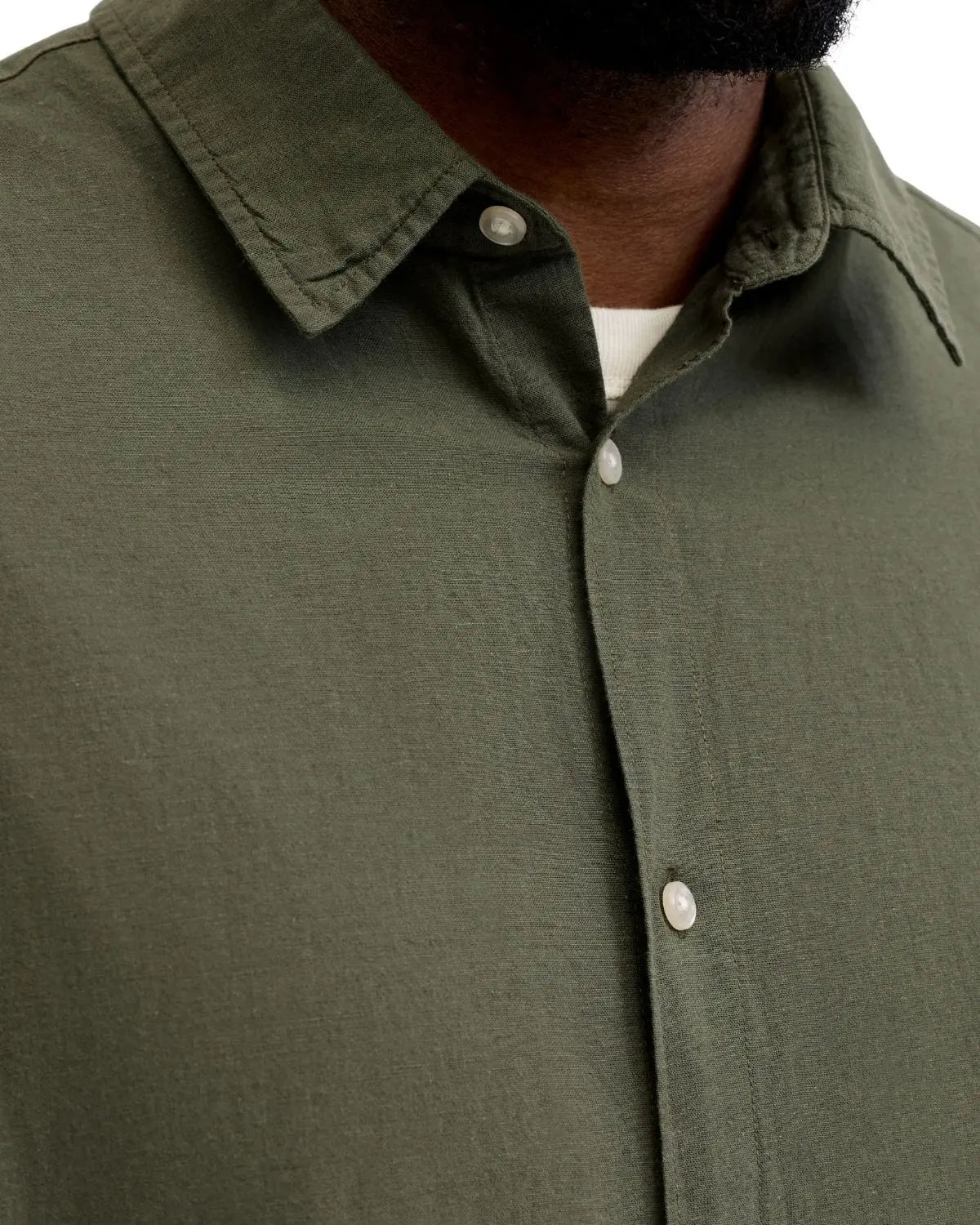 Duża koszula męska  z lnem króki rękaw Jack &amp; Jones 12294285 khaki