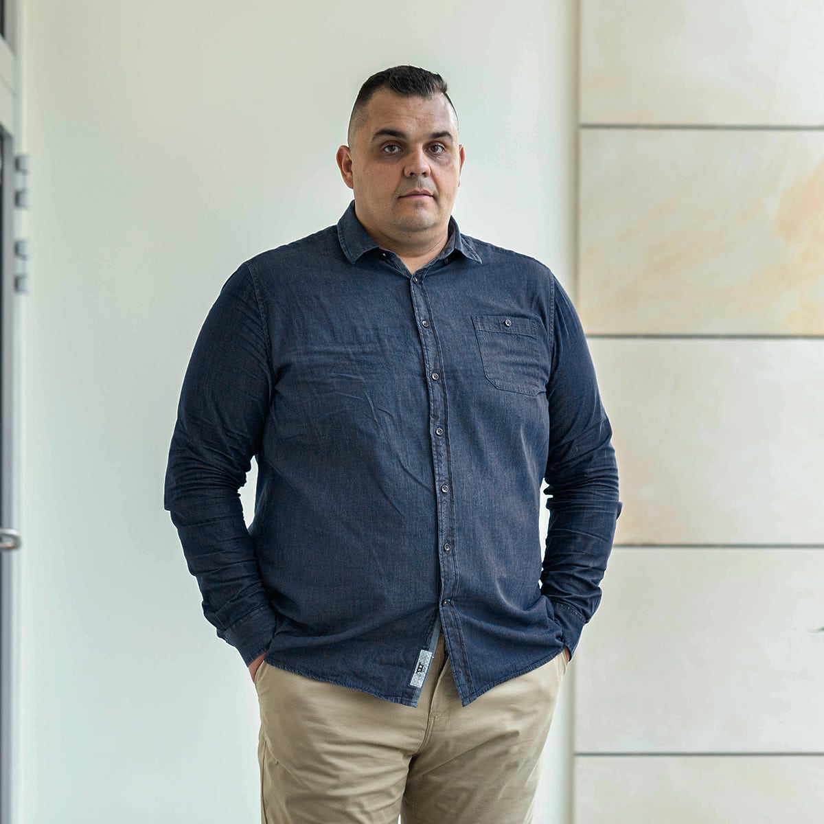Duża koszula męska z długim rękawem gładka Duke D555 Jacob granatowa