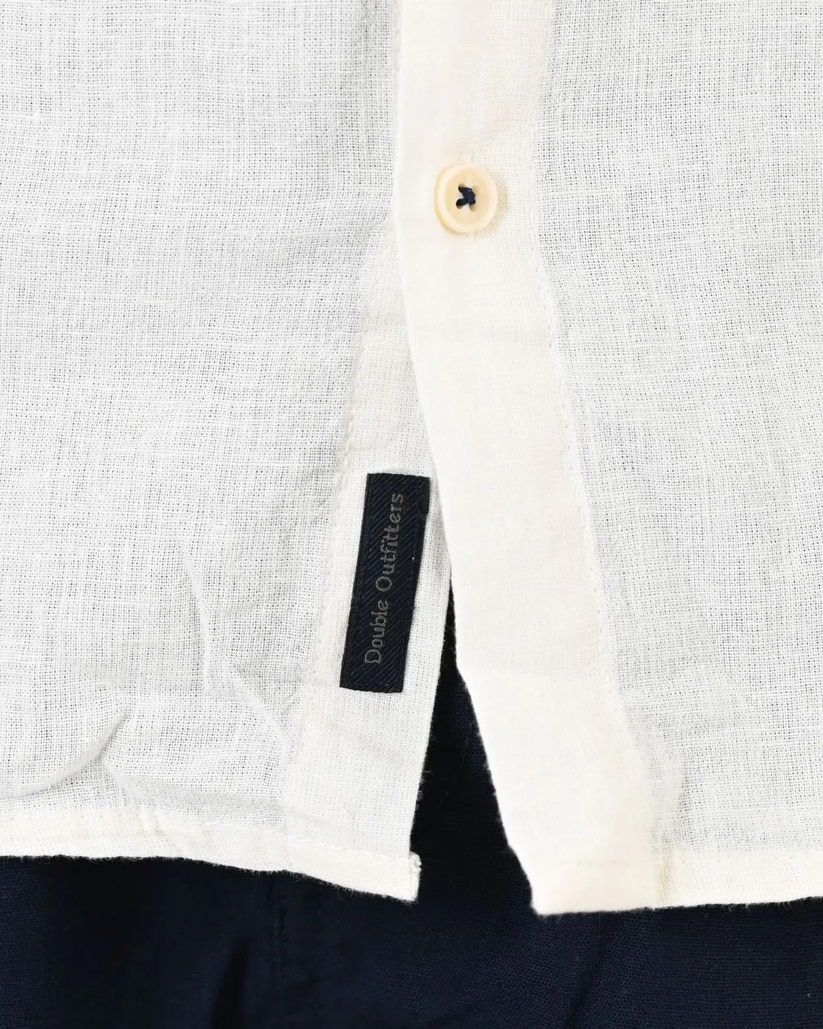 Duża męska koszula długi rękaw gładka lniana Double Urban Outfitters GS-5191 biała