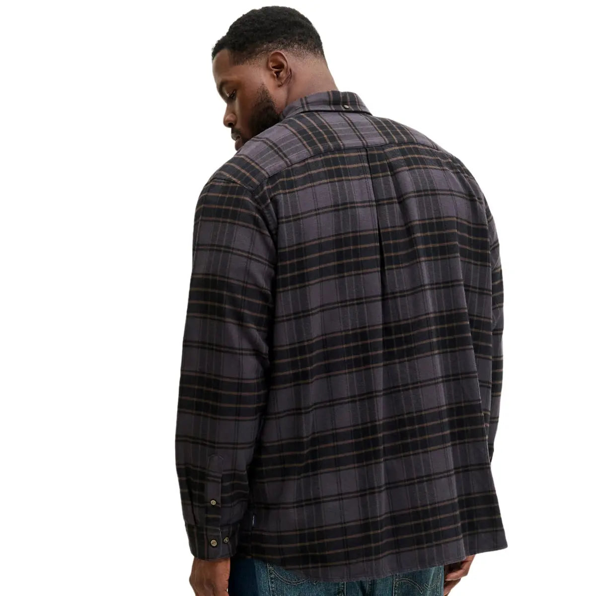 Duża męska koszula flanelowa w kartę długi rękaw Jack &amp; Jones 12287627 czarno-szara