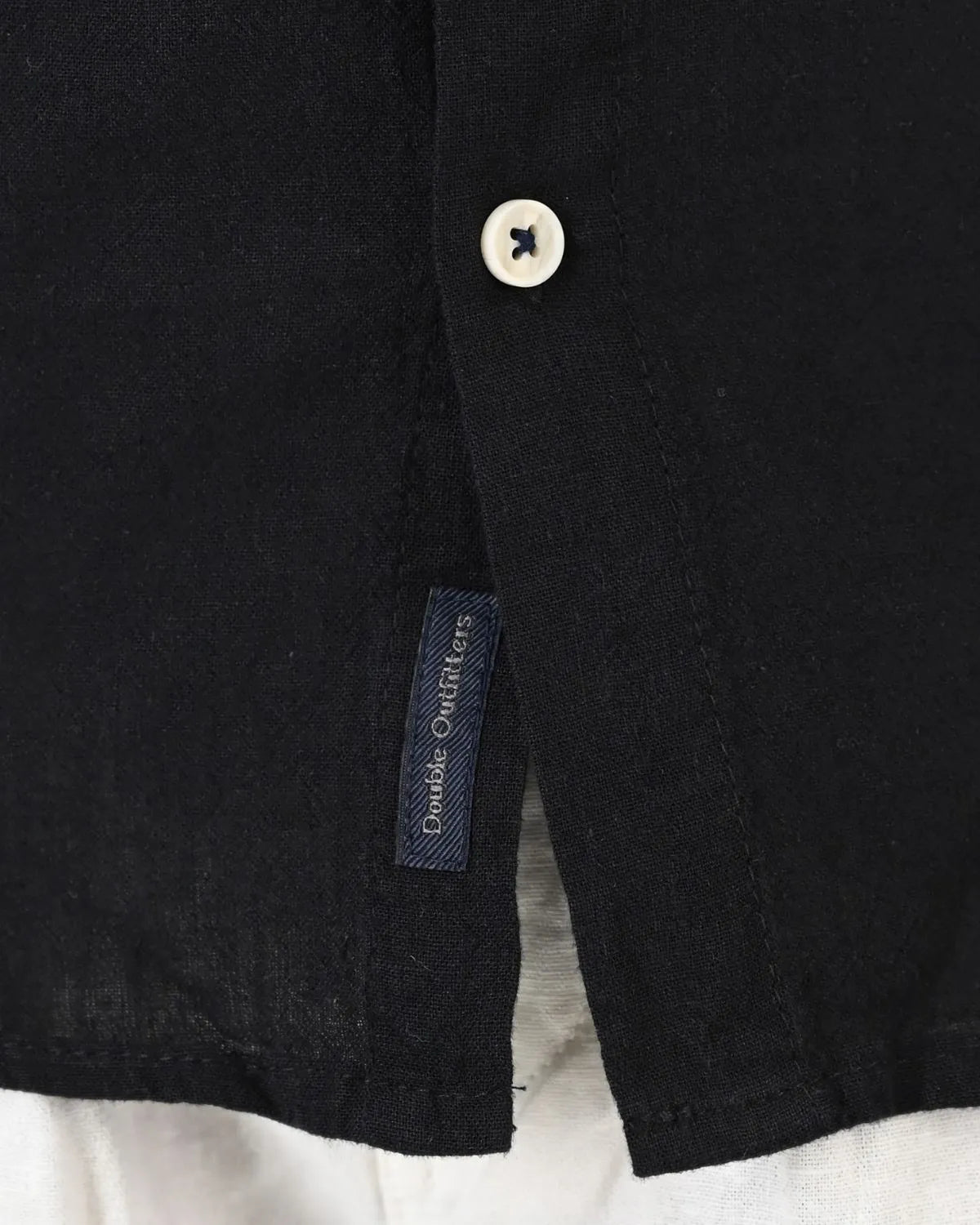 Duża męska koszula długi rękaw gładka lniana Double Urban Outfitters GS-5191 czarna