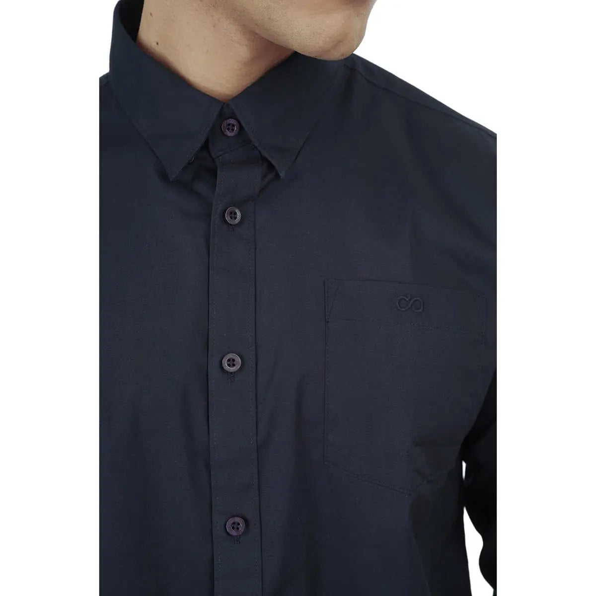 Duża męska koszula długi rękaw gładka elegancka Double Urban Outfitters GS-5041 granatowa