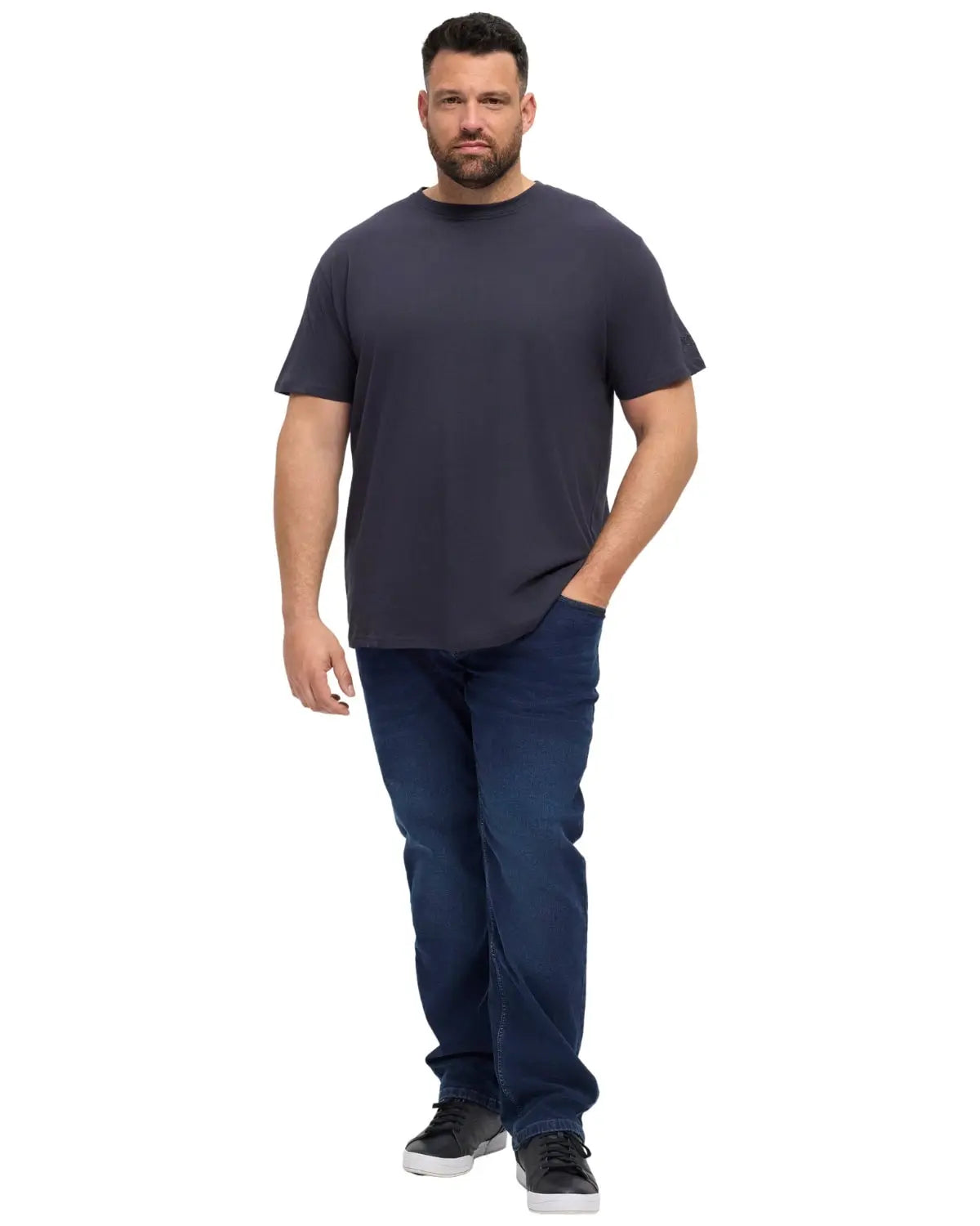 Duży męski gładki t-shirt North 56°4 99010-0580 granatowy