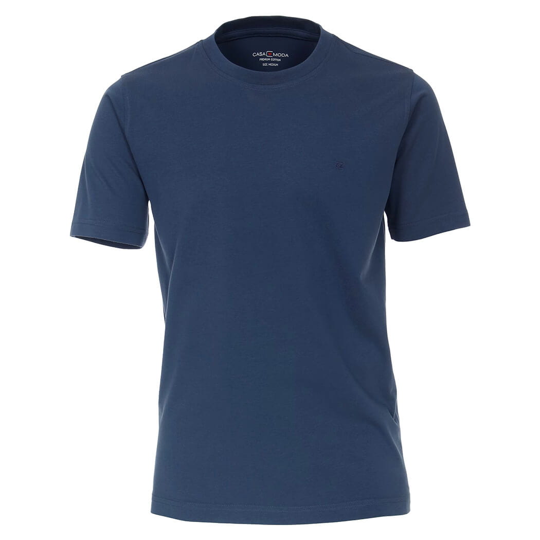 Duża męska koszulka gładka t-shirt Casa Moda 4200-125 ciemnoniebieski